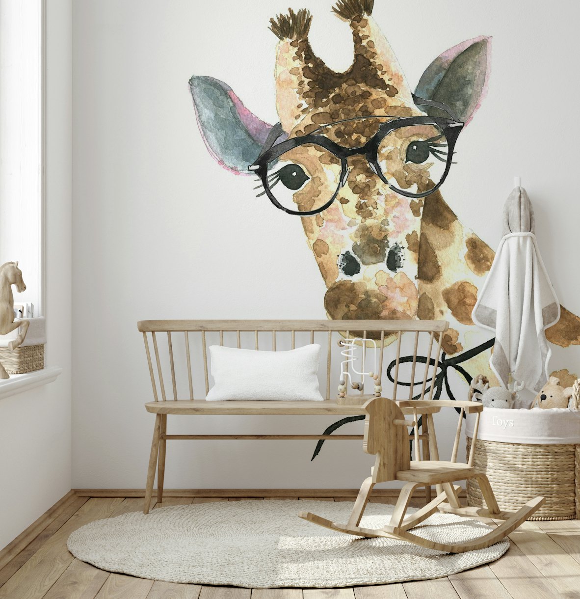 Giraff med glasögon tapet