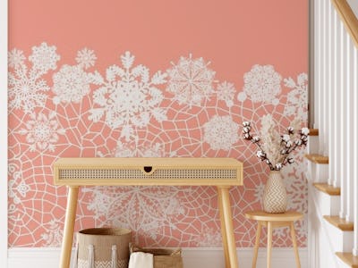 Coral Pink White Lace