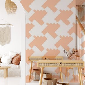 Aztec Abstract Peach White
