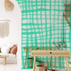 Watercolor turquoise gingham