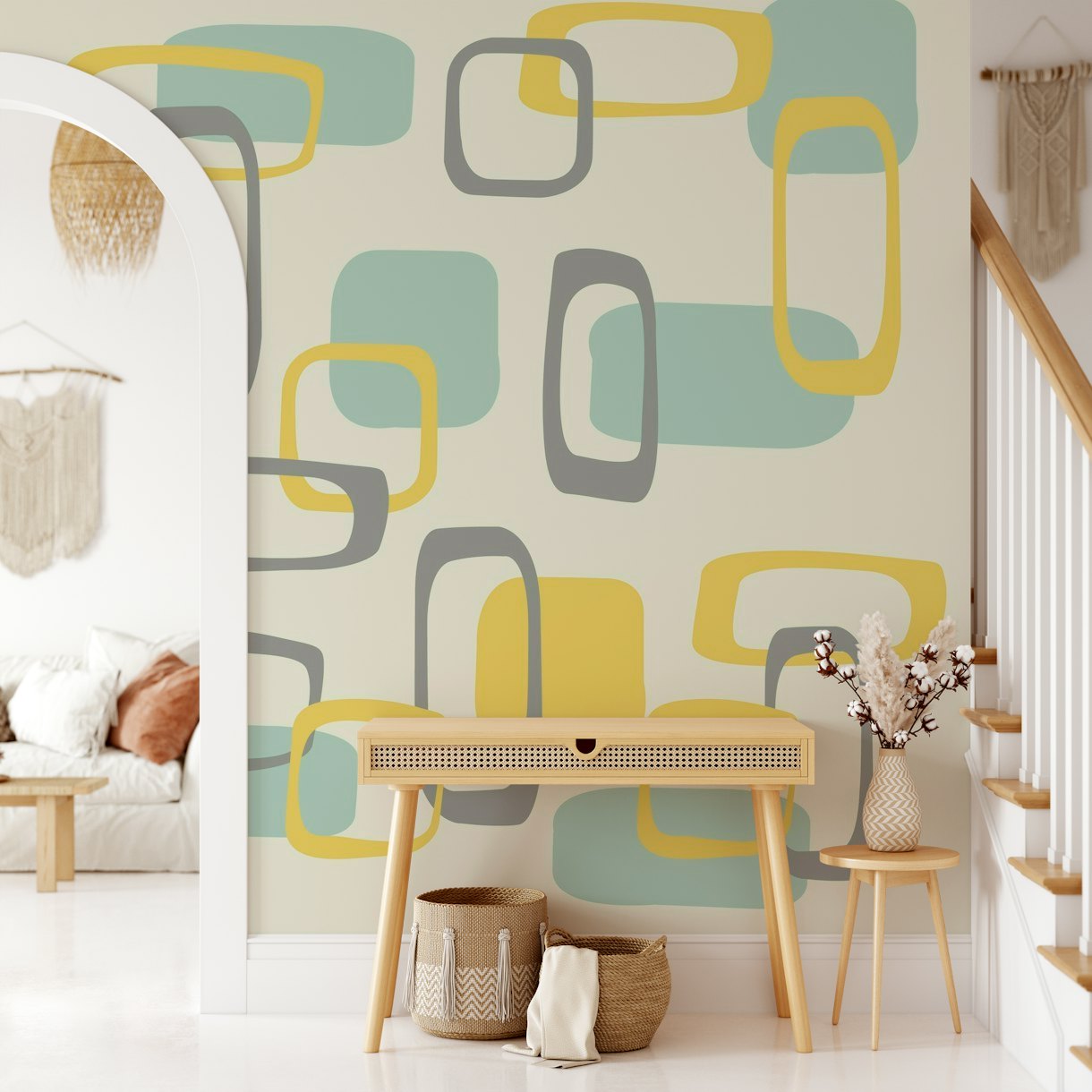 Mid-Century Squares Pattern Wallpaper - Happywall
