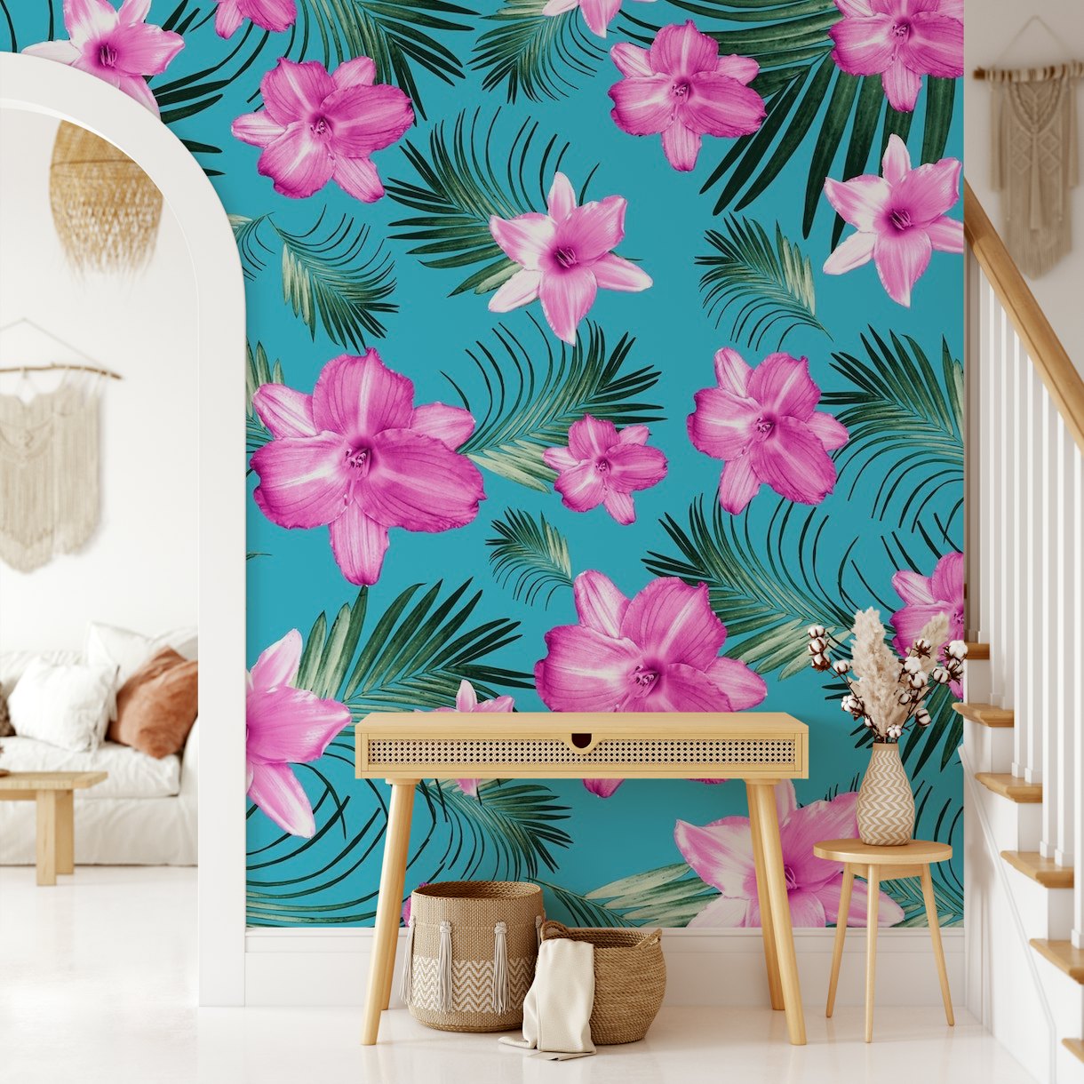 Tropische Bloemen Palm 3 behang
