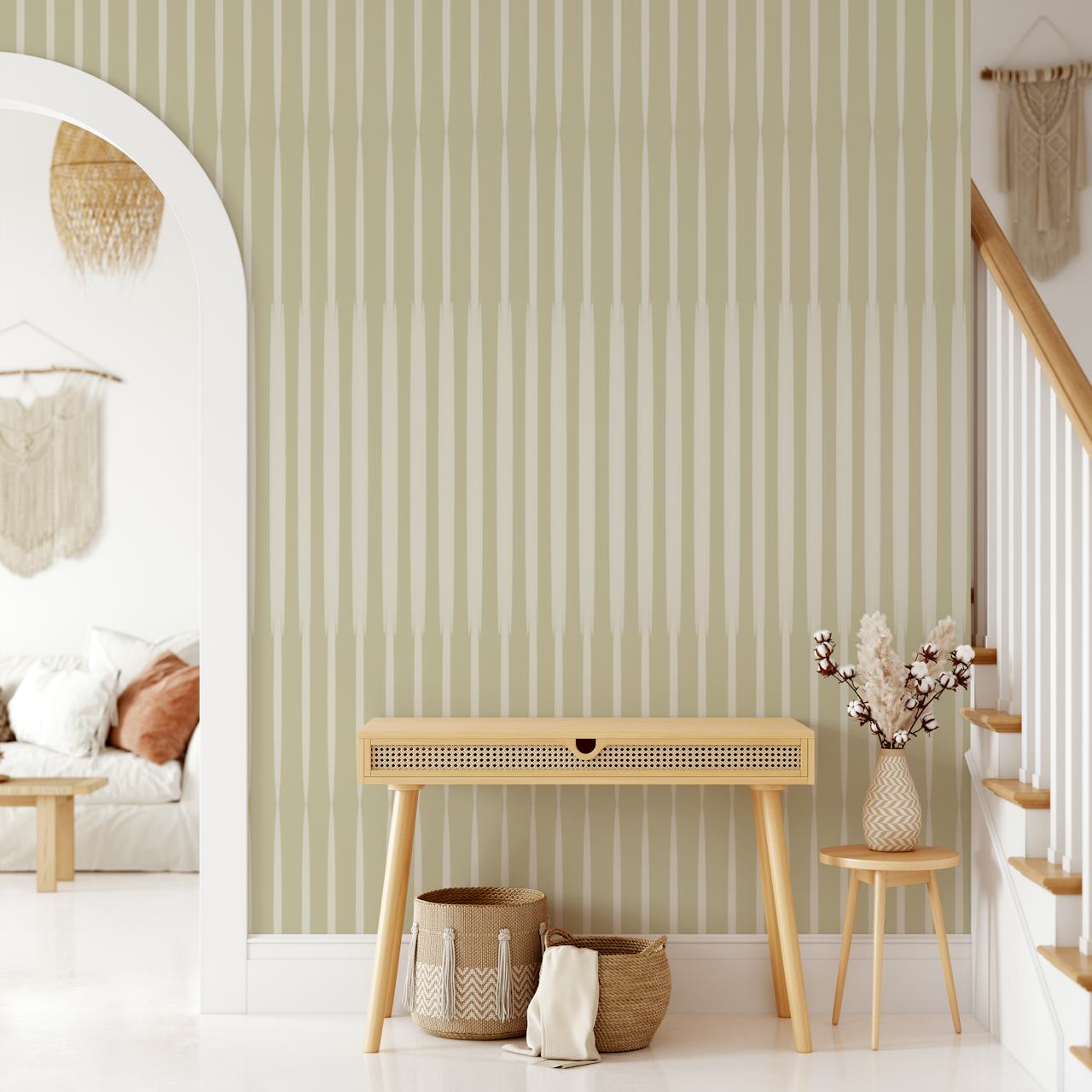 Cream striped minimalist wallpaper