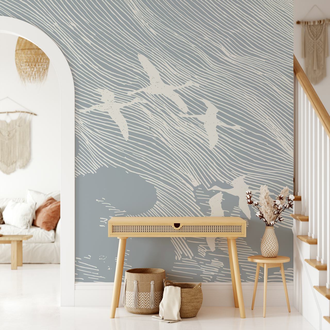 Tapeta z 50s Japan Crane Birds w pokoju