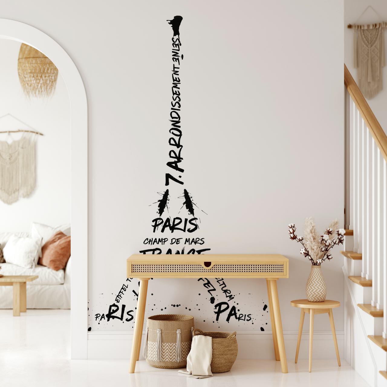 Eiffel Tower digital art wallpaper in a room