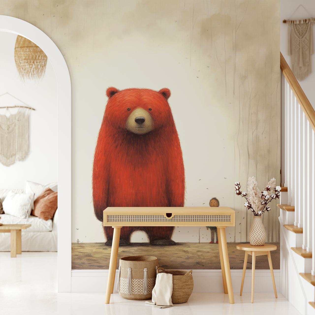 Minimal Grizzly Bear Spirit wallpaper in a room