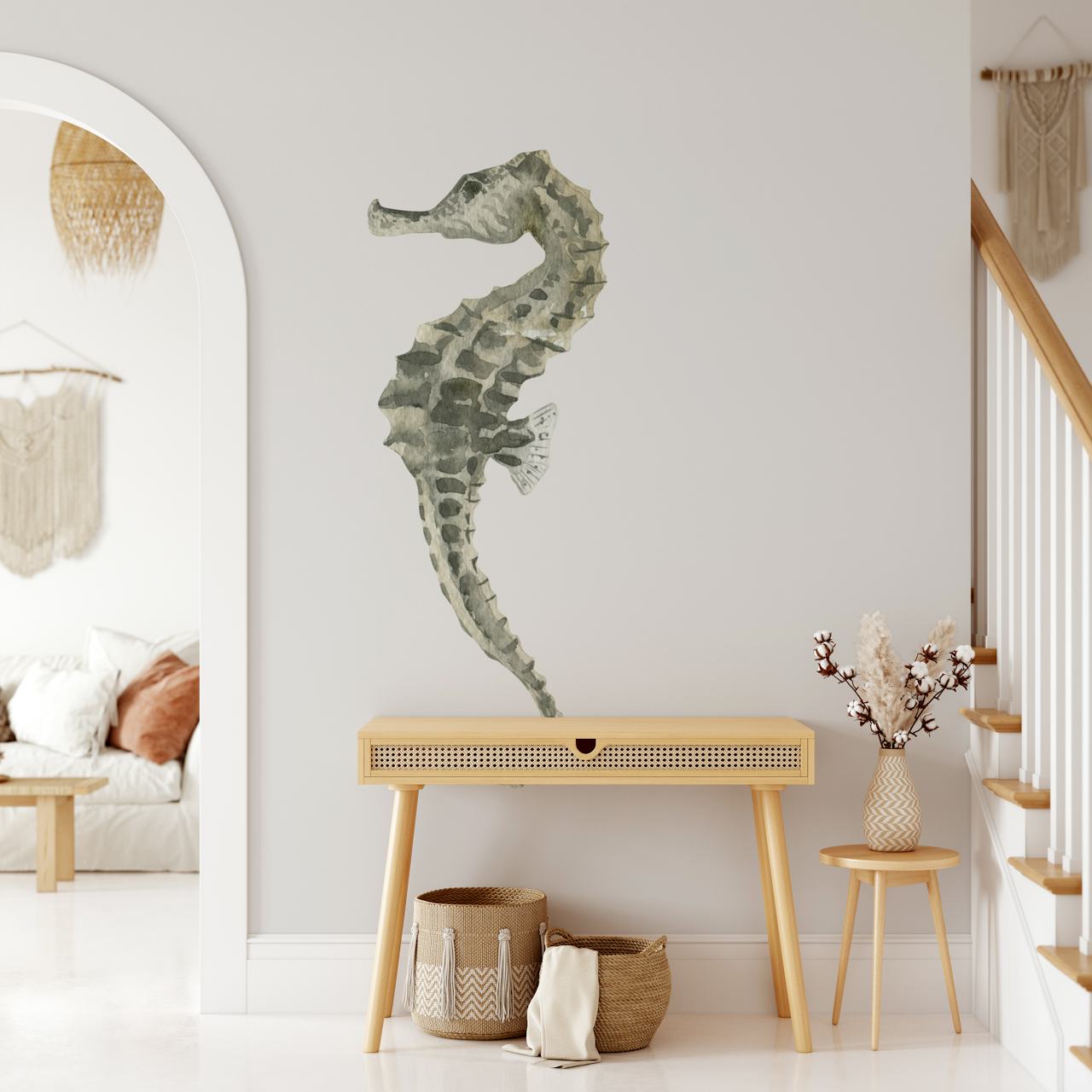Carta da parati Seahorse with Curled Tail in una stanza