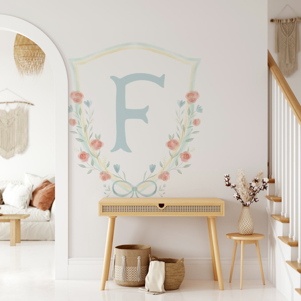 Σχέδιο ταπετσαρίας Pastel Floral Monogram Letter F