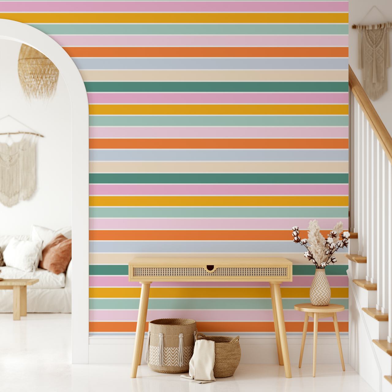 Colorful Horizon Lines tapet i ett rum