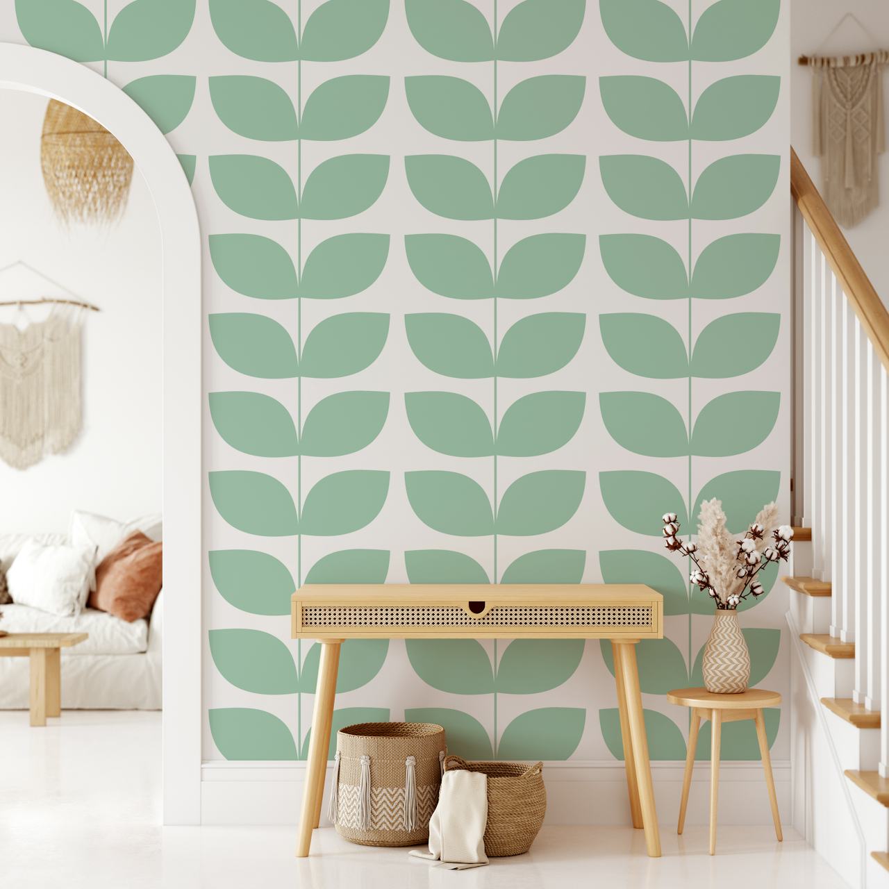 Danish Pattern Burma Jade tapet i ett rum