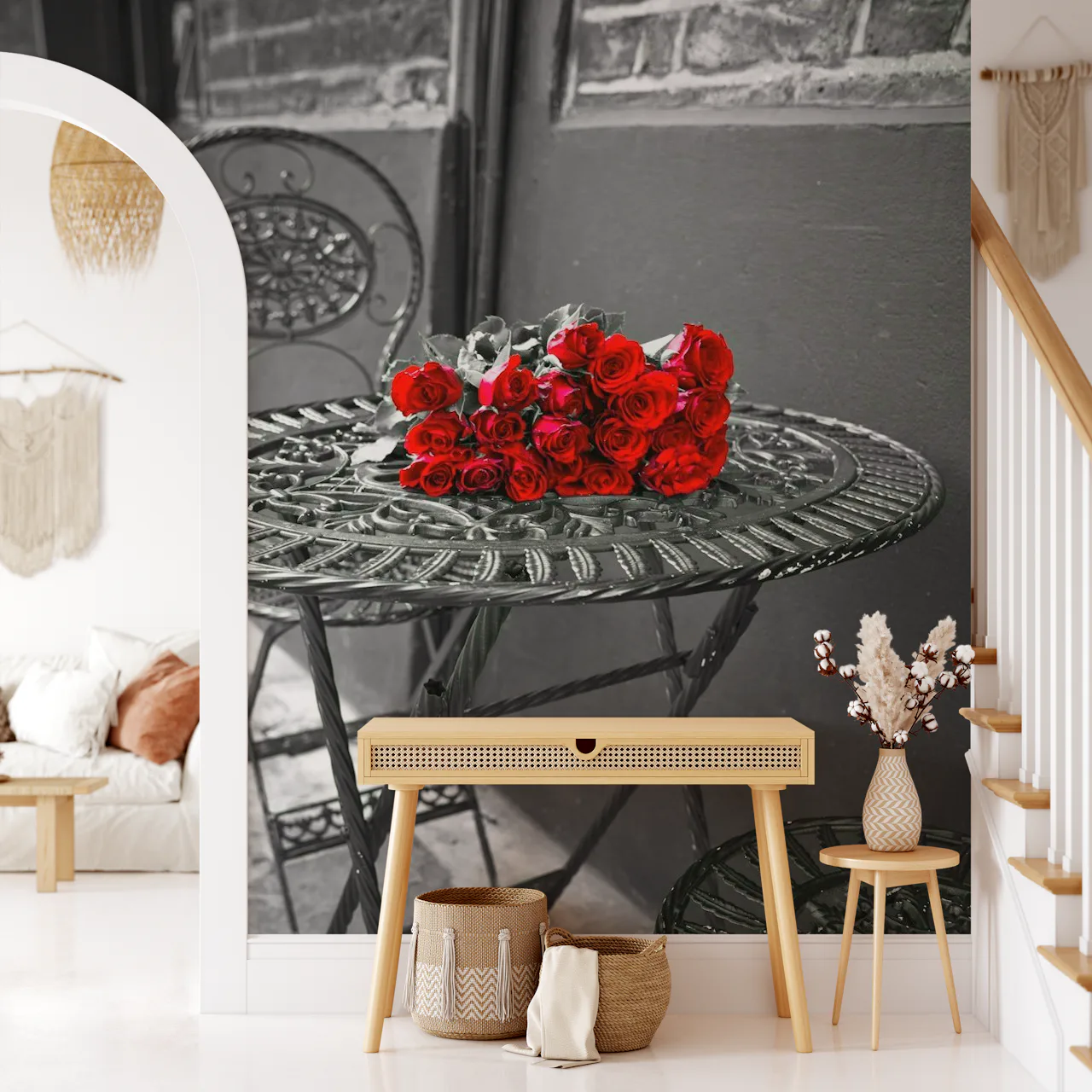 Immerse yourself in the timeless charm of our 'Romantic Roses' wall ...
