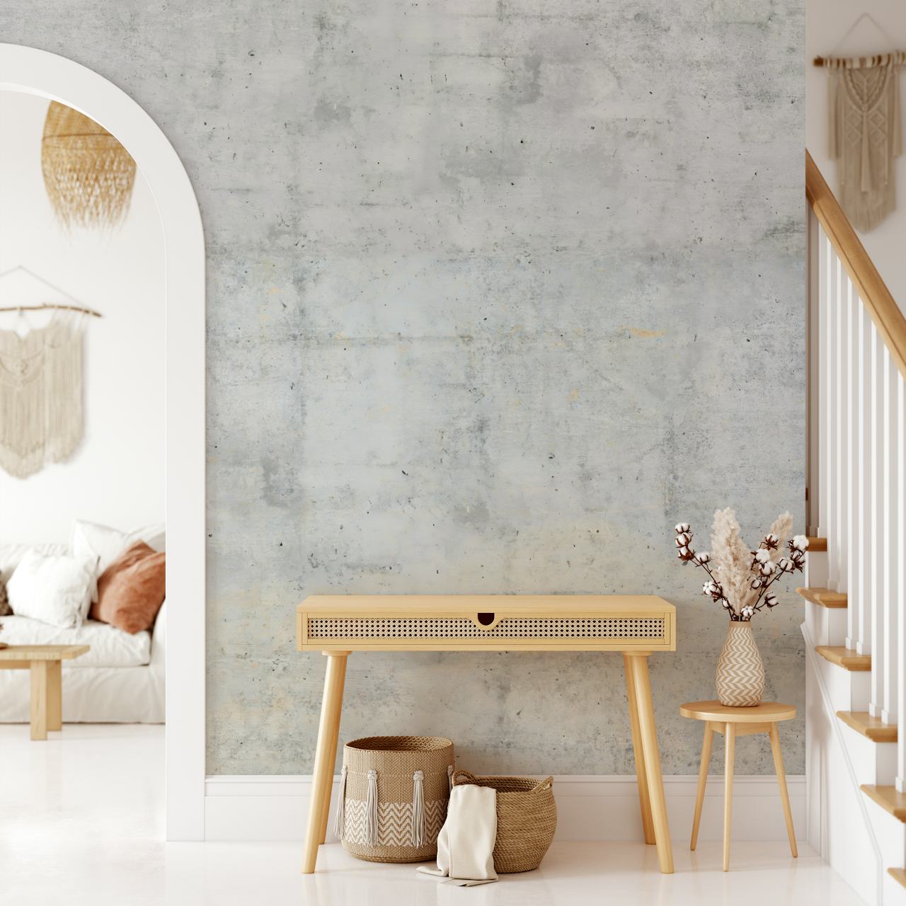Raw Concrete wallpaper displayed in a room