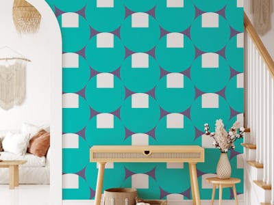 Cyan Very Peri Retro Mod Grid