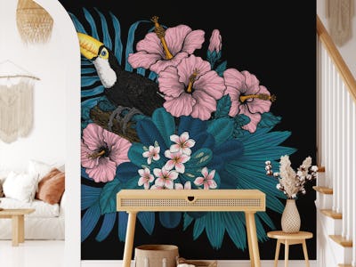 Toucan and tropical flora
