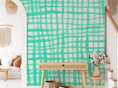 Watercolor turquoise gingham