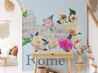 Rome illustration with flowers