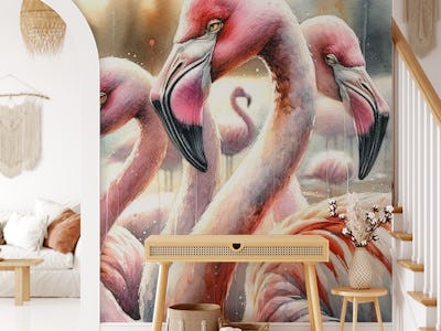 Watercolor Flamingos