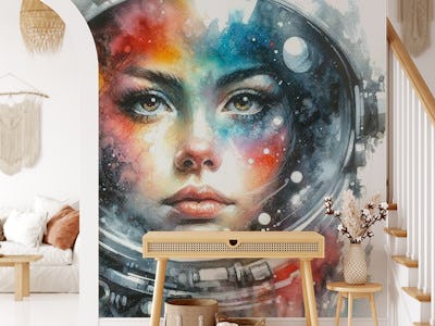 Watercolor Woman Astronaut