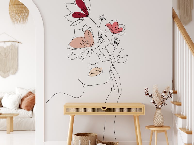 Line Art Woman With Flowers 1