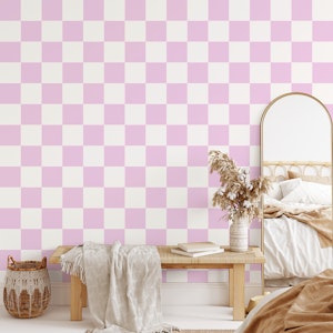 Checkered Check Pattern in Light Lilac Purple