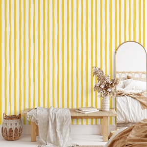 Yellow and White Dopamine Painterly Stripes