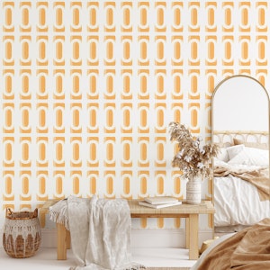 Orange Breeze Block Screen - Retro Geometric