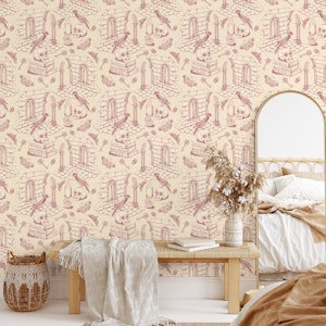 Dark Academia Toile de Jouy - Vintage Rose