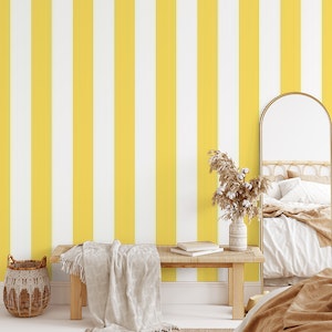 Gold and white stripes wallpaper