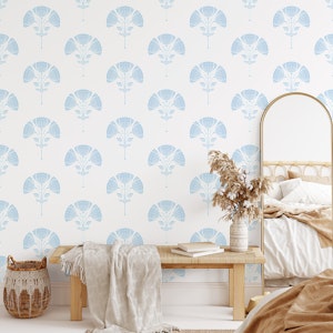 Block Print Flower Bouquet - Air Blue 1 Airy