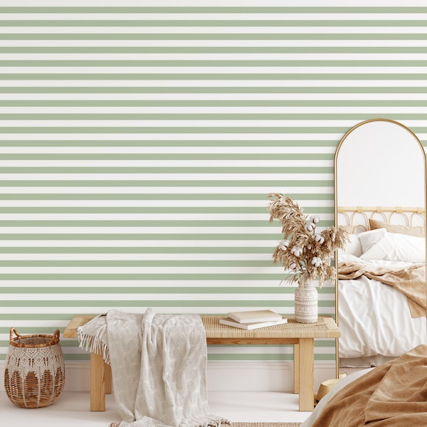 Scandi Stripes sage green - horizontal