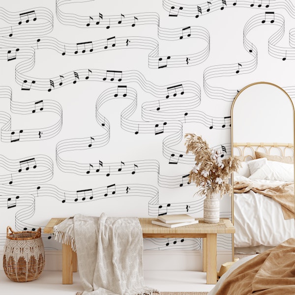 Musical Notes in Black and White Fun Music