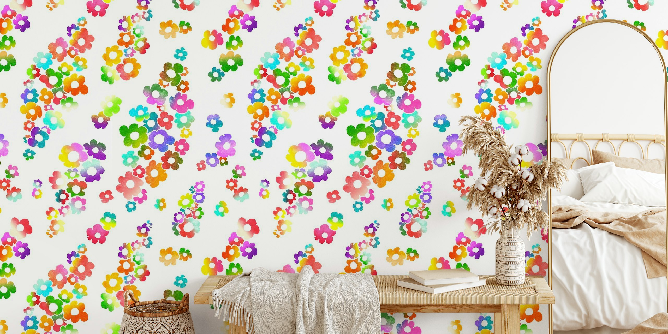 Maximalism Rainbow Floral tapete