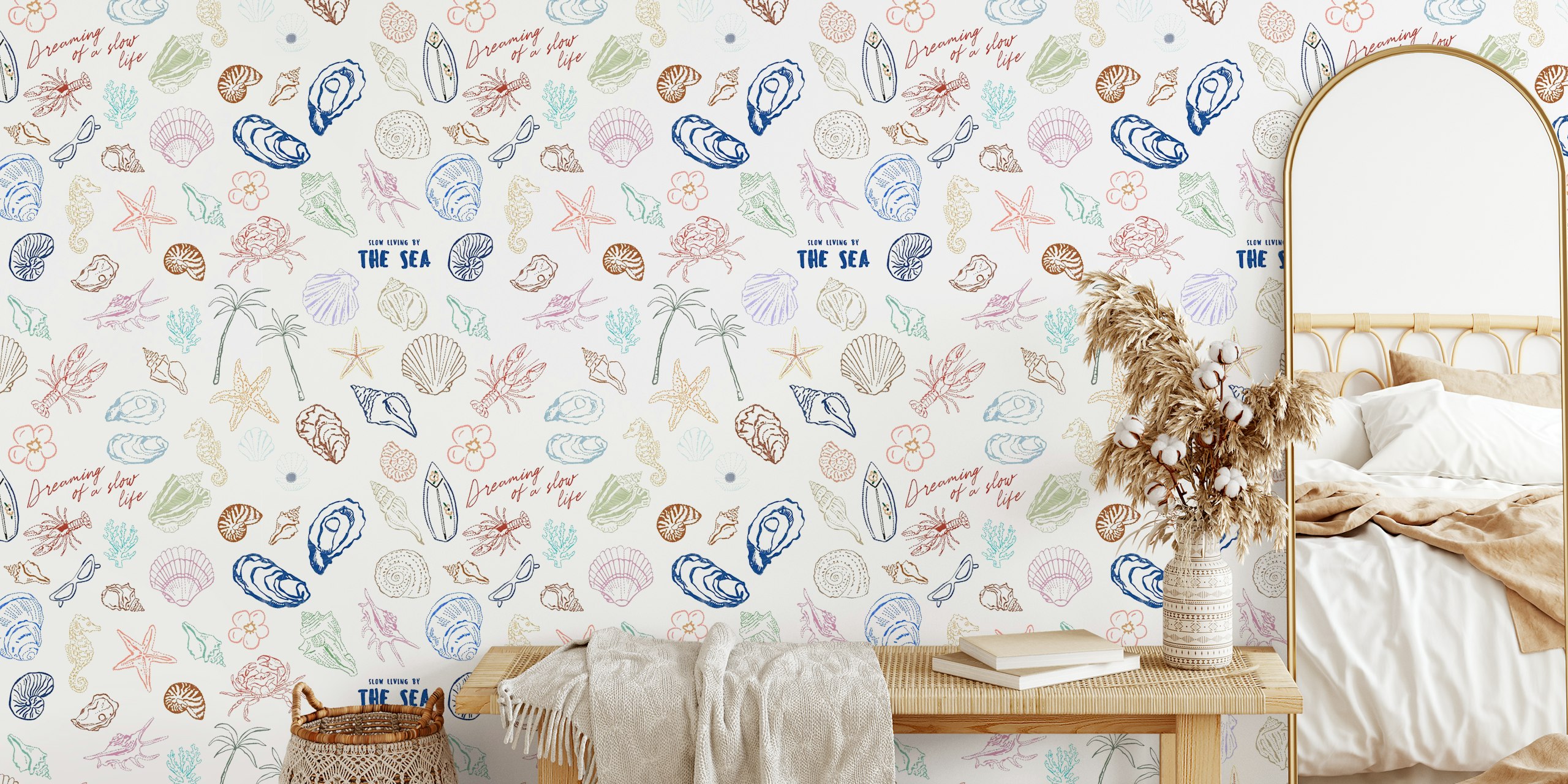 Beachside Escape wallpaper design in a room