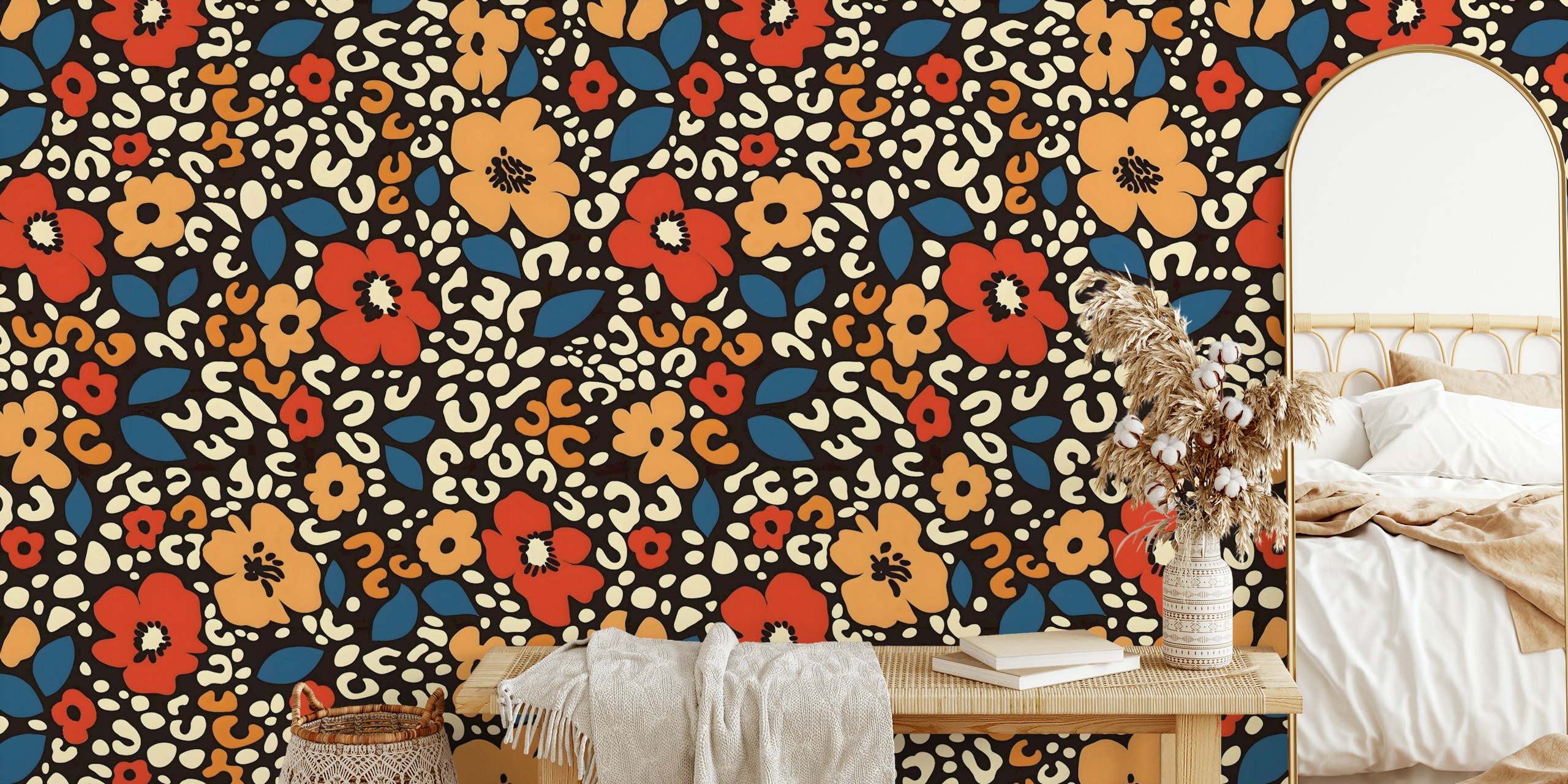 Diseño de papel pintado Retro Floral Safari