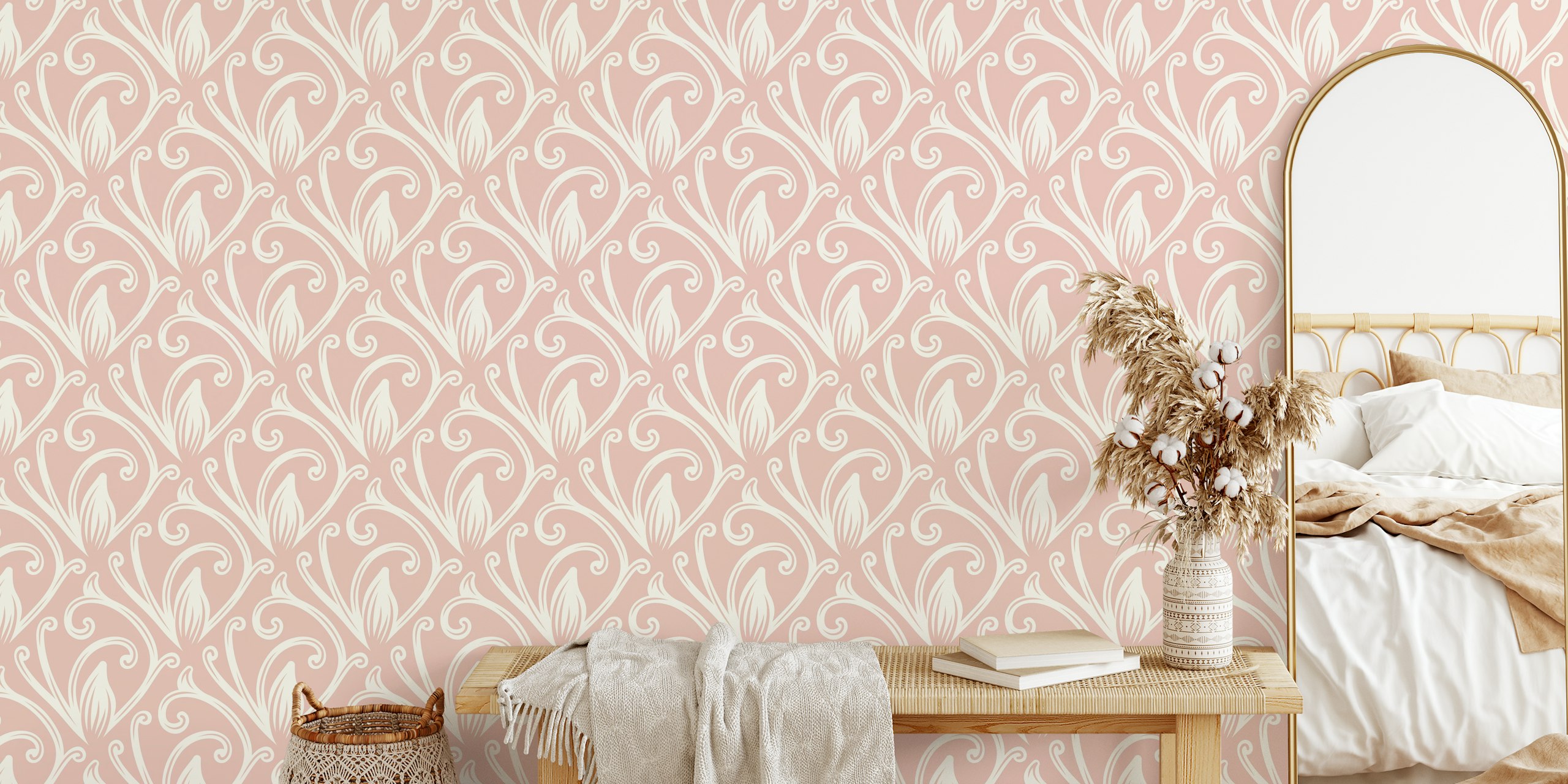 Baroque acanthus leaves Tapete in einem Raum