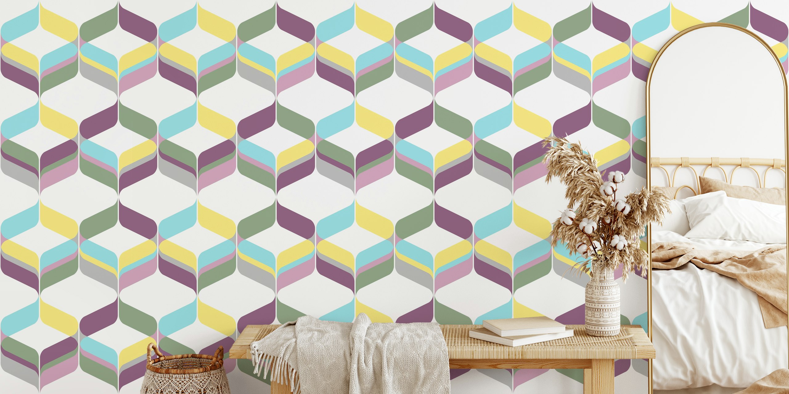 Diseño de papel pintado Retro Mod Ribbons 02