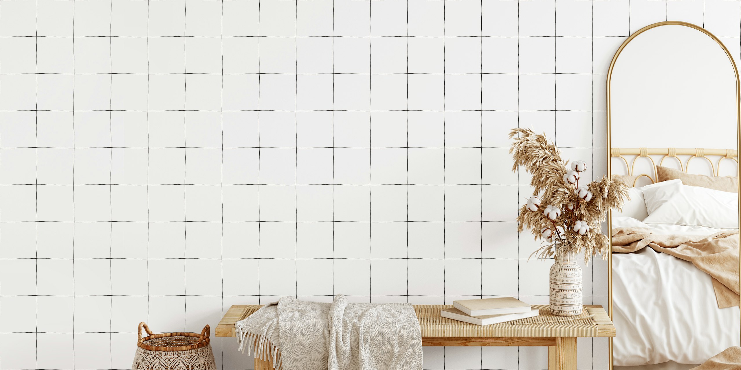 Ταπετσαρία Organic Lines Decor Grid Oak σε ένα δωμάτιο