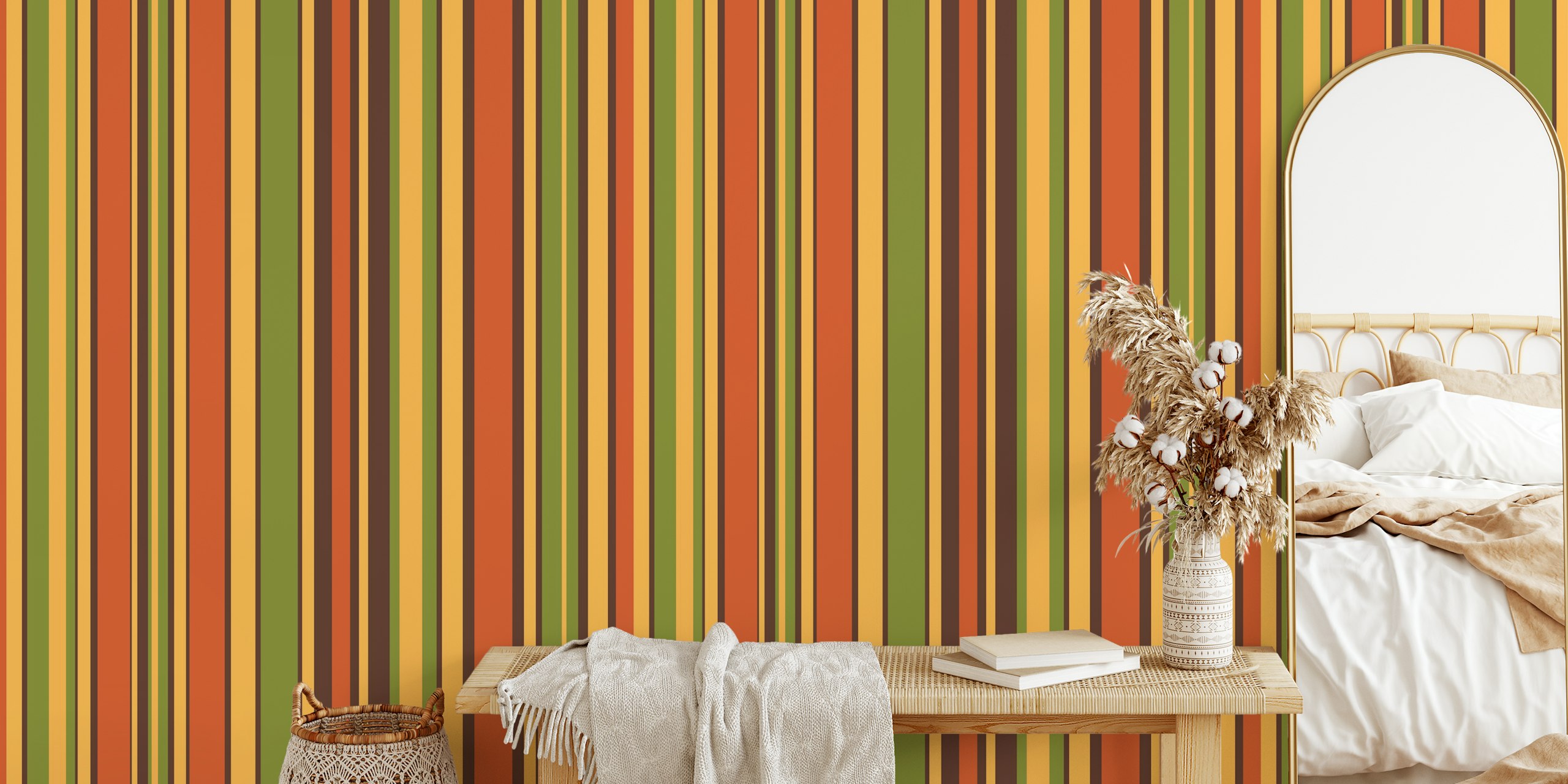 Retro Stripes 50s 60s 70s tapet i ett rum