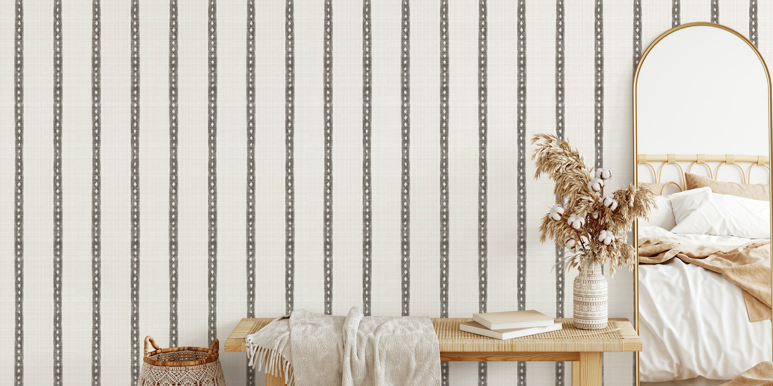 Væg med Rustic Diamond Stripes tapet