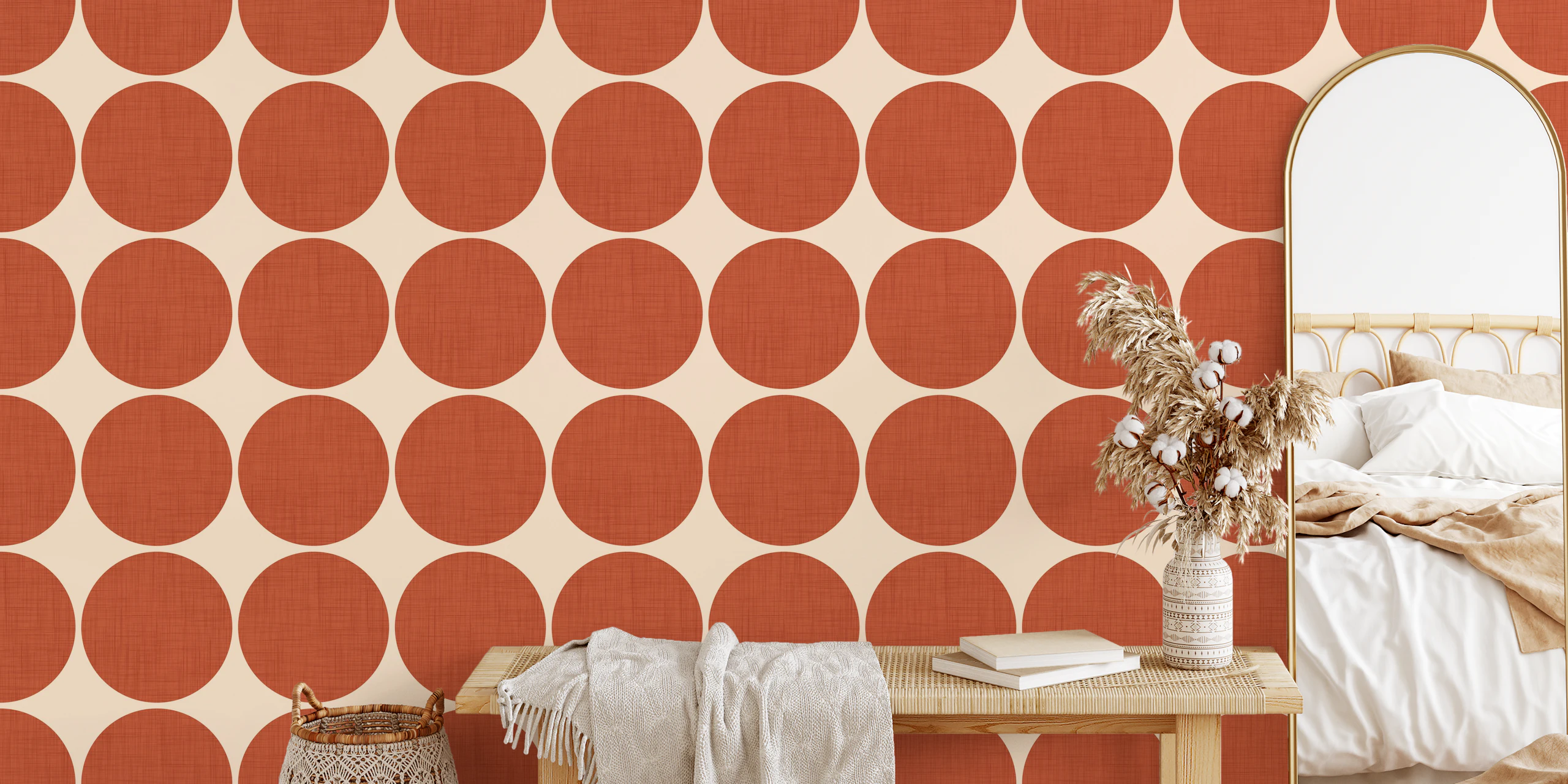 Rust Red Retro Circles Wallpaper