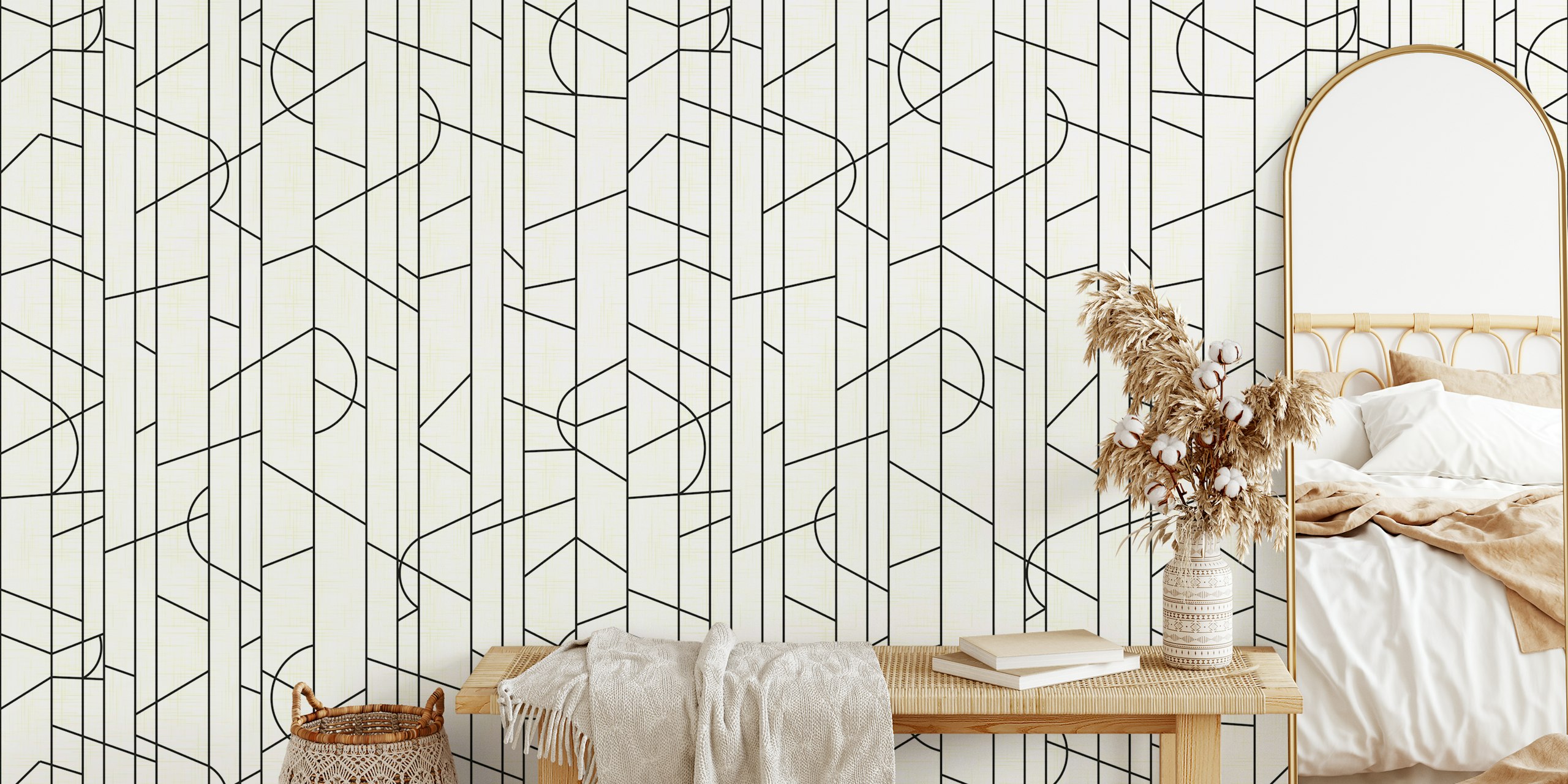 Elegant Lines Decor - Black And White behang in een kamer