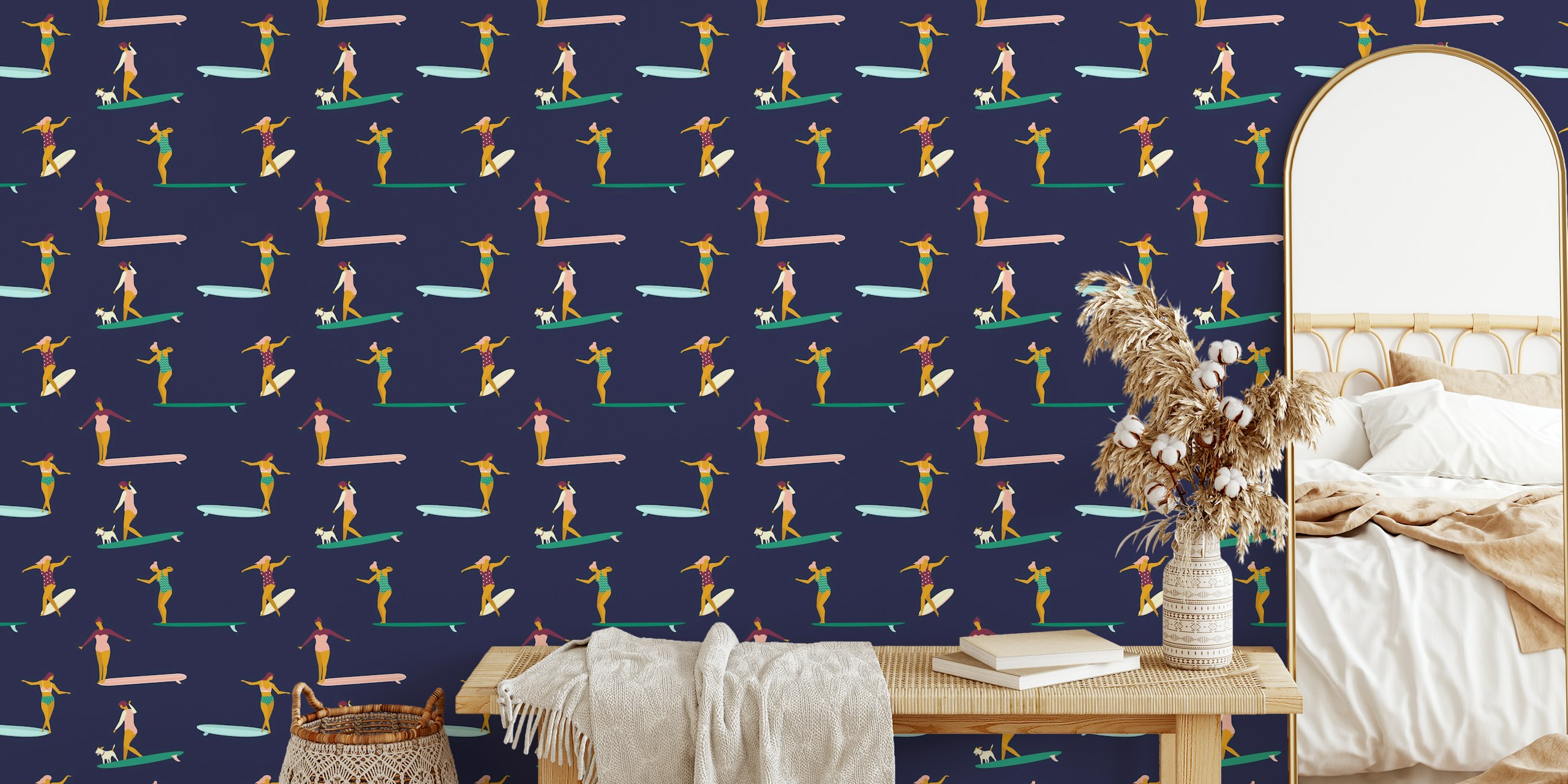 Soul surfers dark blue wzór tapety