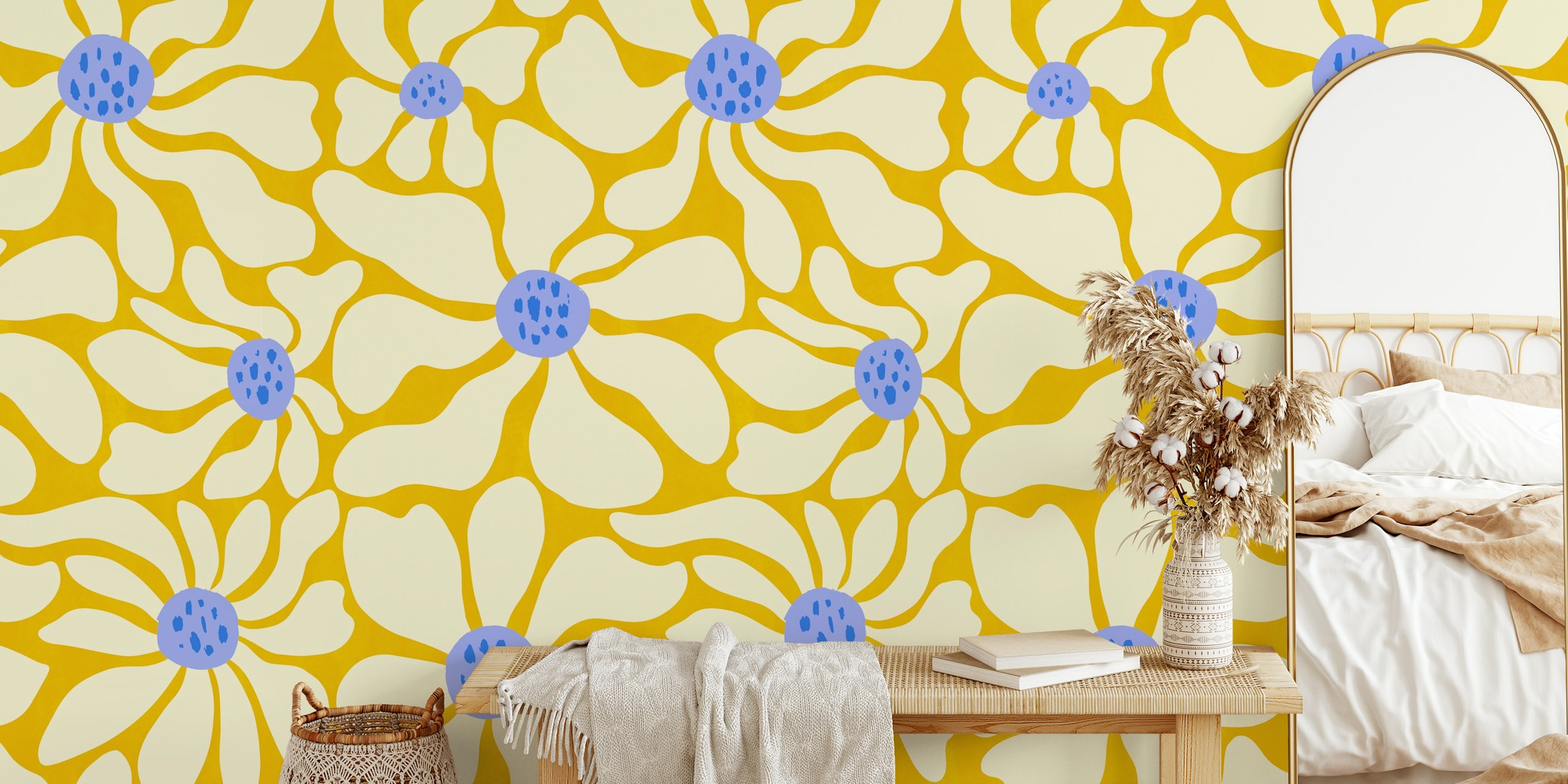 Vivid Daisy Flourish wallpaper in a room