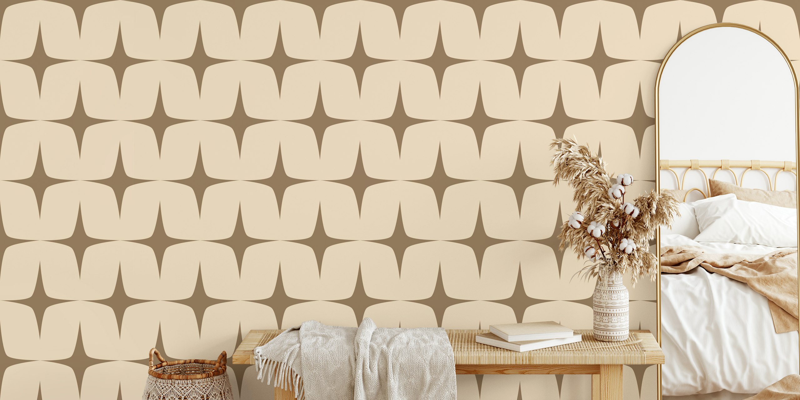 50s Atomic Starburst Mid Century wallpaper in a room