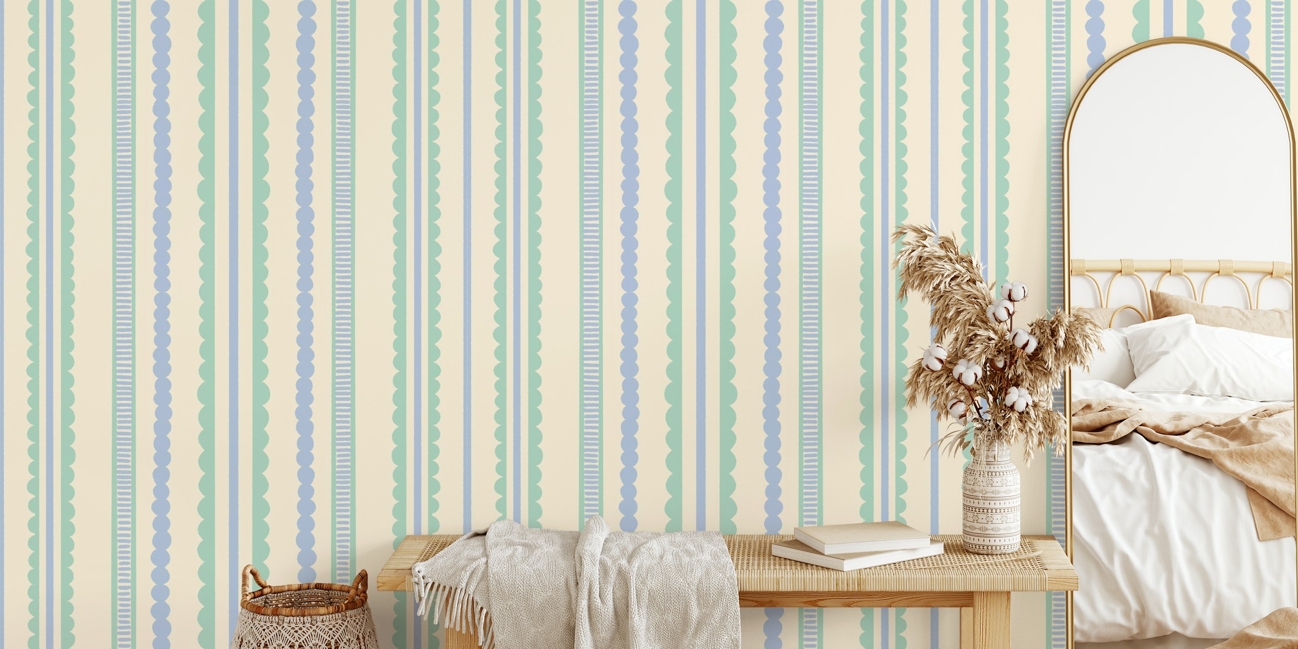 Tapeta Pastel Stripes Harmony w pokoju