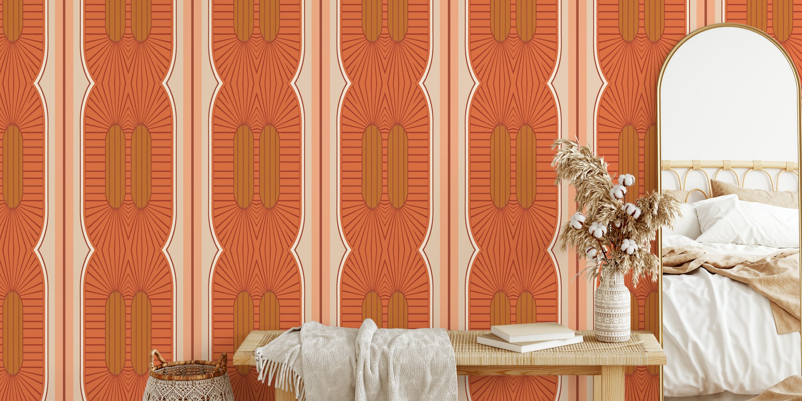Vintage Arch Pattern tapet i en rumsmiljö
