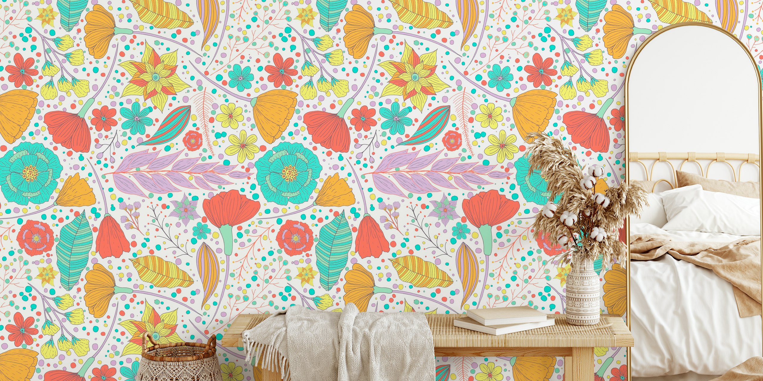 Joyful Spring Flowers tapet i ett rum