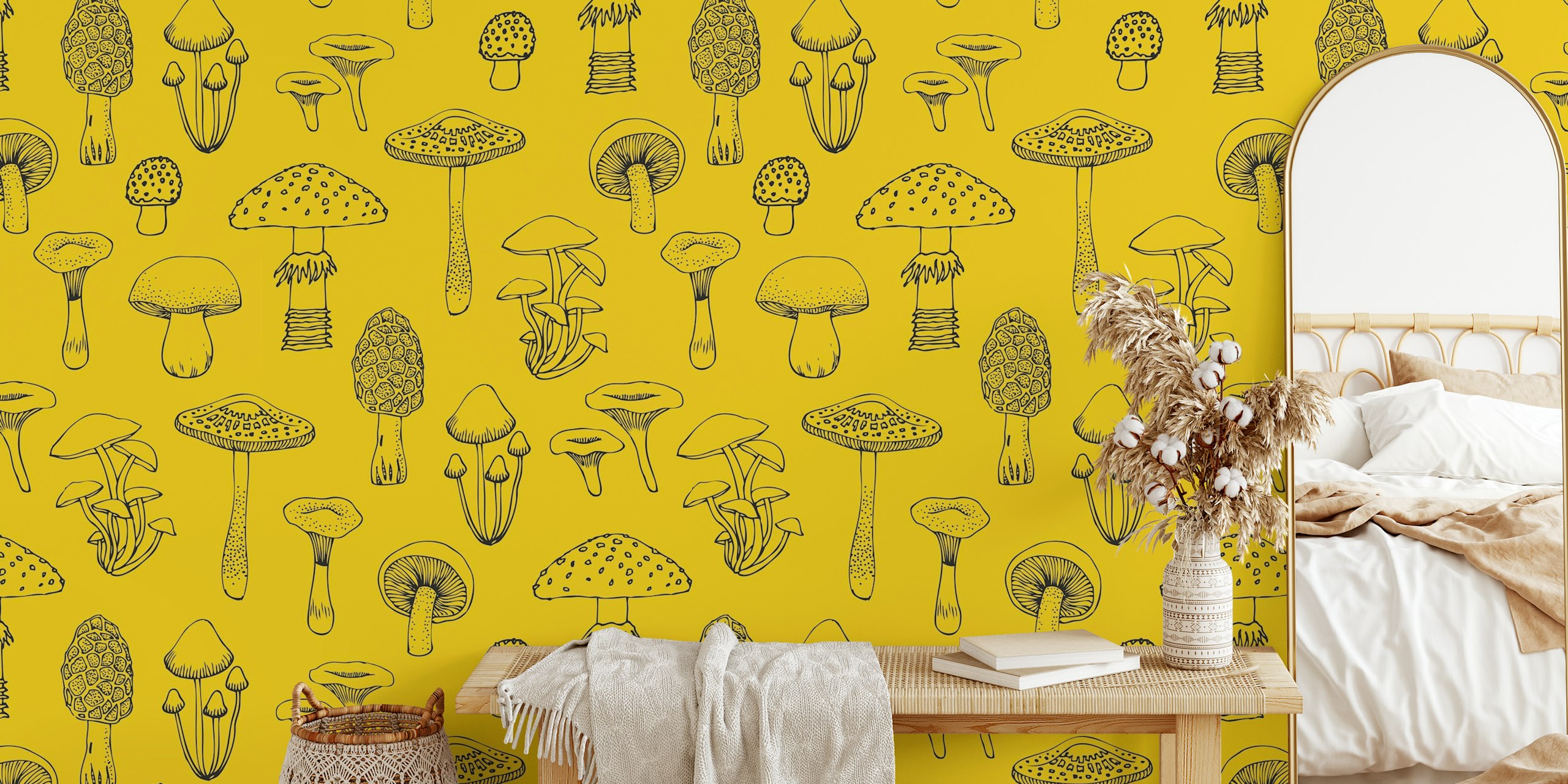 Midnight mushrooms design in a room