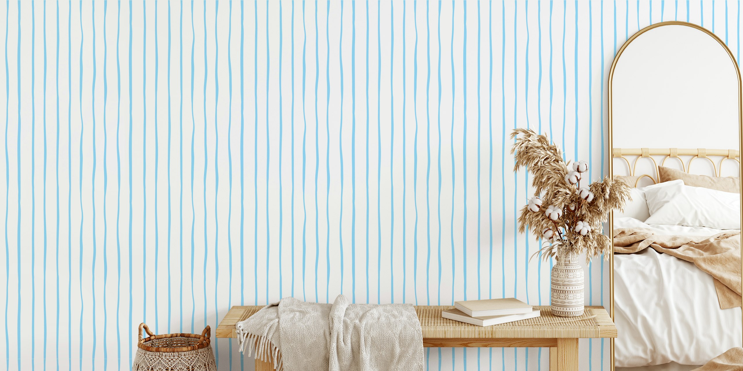 Tapeta Vertical blue stripes w pokoju