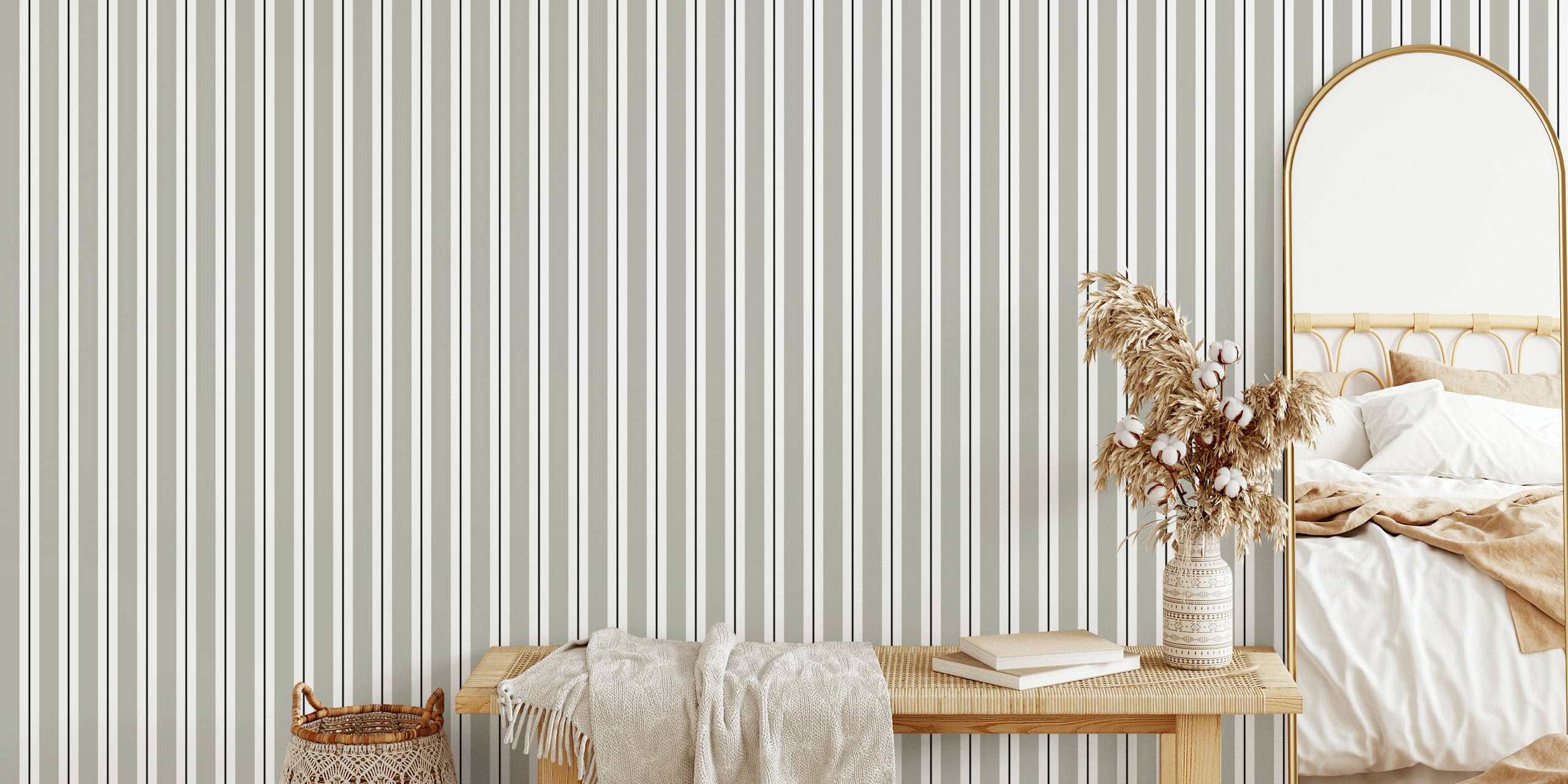 Timeless cabana stripes wallpaper u sivoj i bijeloj